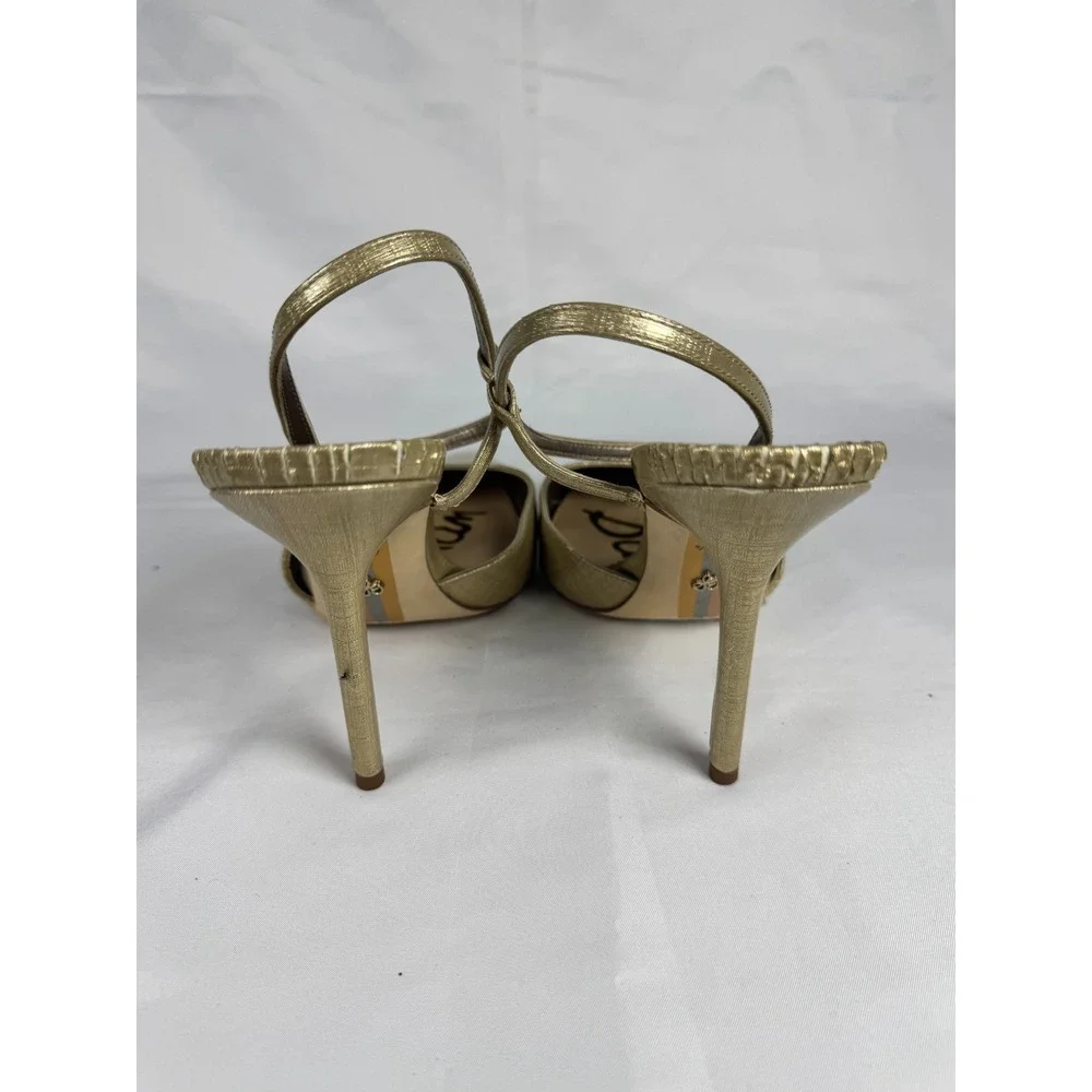Sam Edelman Women's US 6.5 Slingback Metallic Gold Pointed Toe Stiletto Heel